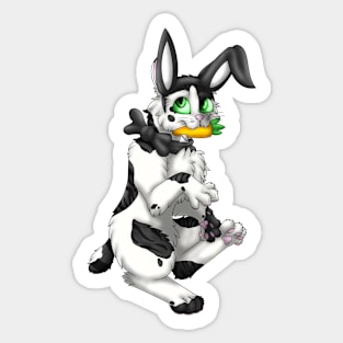 Bobtail BunnyCat: Black Bicolor Tabby (Black) Sticker